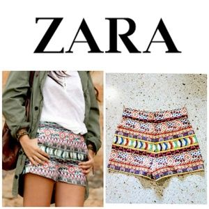 Zara High Waist Multicolor Tweed Shorts Small.